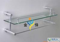 太空铝玻璃置物架带杆 现代卫浴与化妆台的实用挂件解决方案